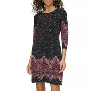 Tommy Hilfiger 3/4 Sleeve Paisley Shift Dress